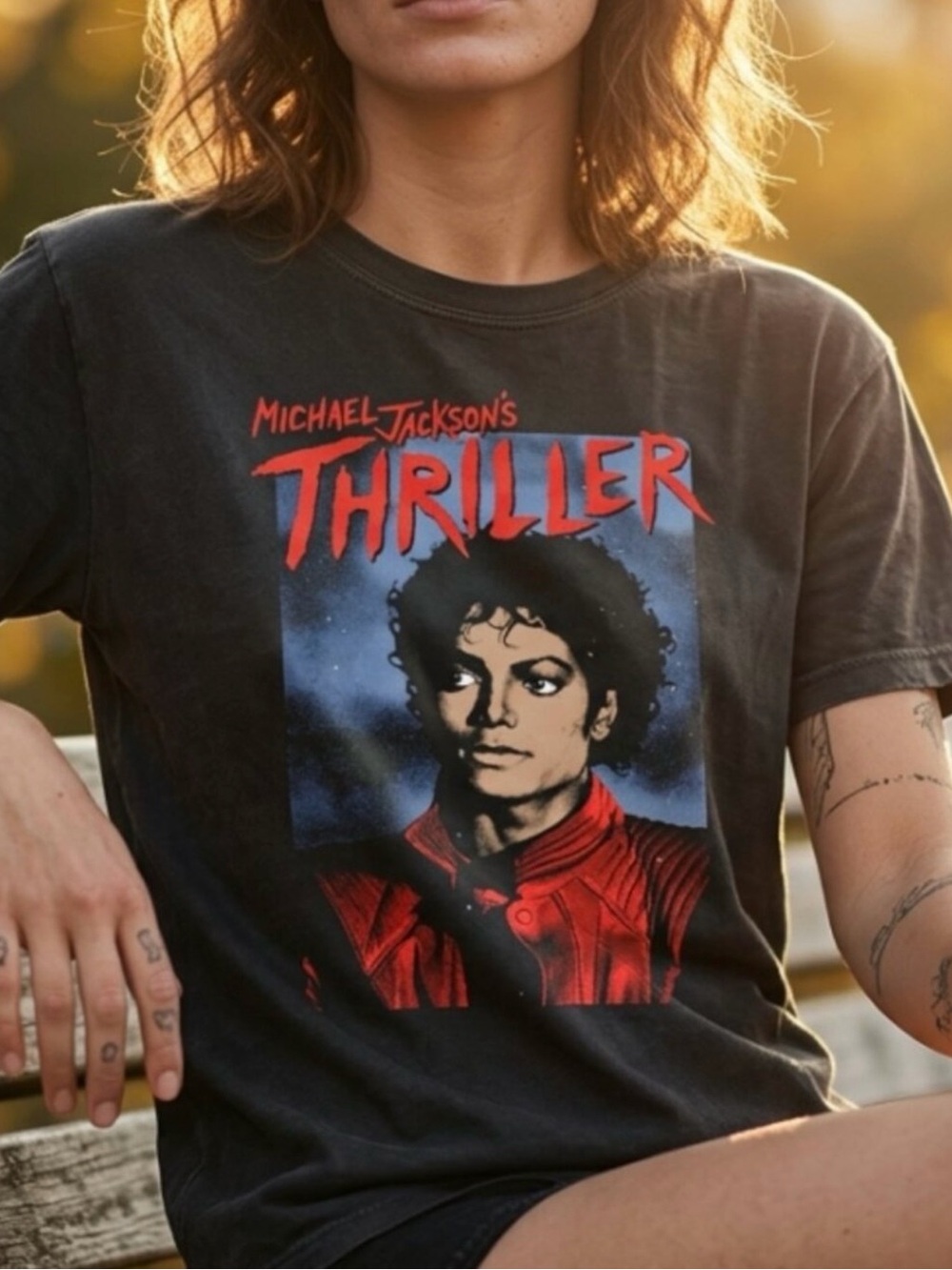 NWT Michael Jackson Shirt Michael Jackson’s Thriller T-Shirt Black SS Unisex L